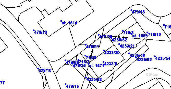 Parcela st. 479/91 v KÚ Březové Hory, Katastrální mapa