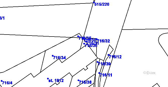 Parcela st. 716/36 v KÚ Březové Hory, Katastrální mapa