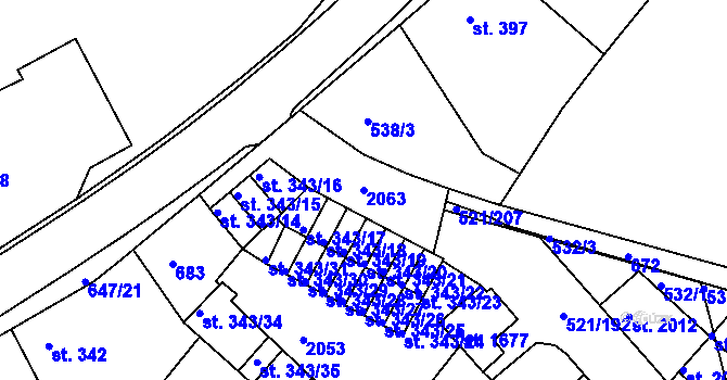 Parcela st. 2063 v KÚ Březové Hory, Katastrální mapa