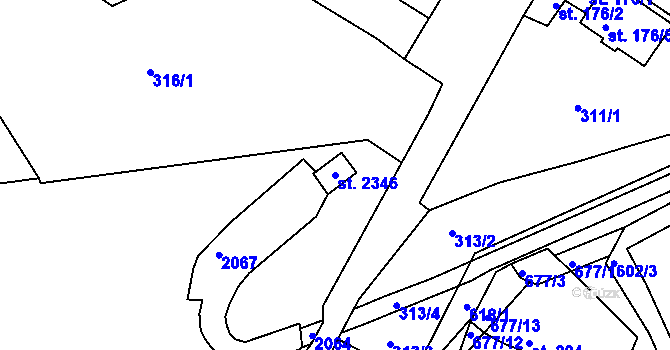 Parcela st. 2346 v KÚ Březové Hory, Katastrální mapa