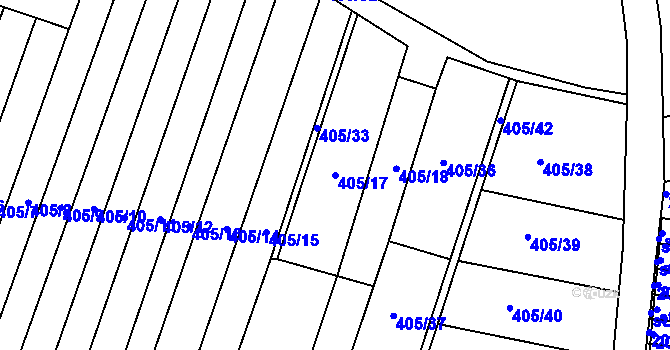 Parcela st. 405/17 v KÚ Březové Hory, Katastrální mapa