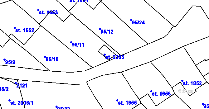 Parcela st. 2365 v KÚ Březové Hory, Katastrální mapa