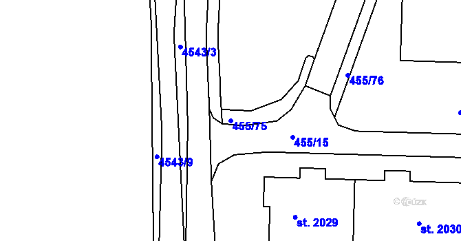 Parcela st. 455/75 v KÚ Březové Hory, Katastrální mapa