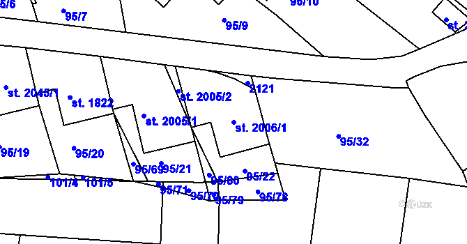 Parcela st. 2006/1 v KÚ Březové Hory, Katastrální mapa