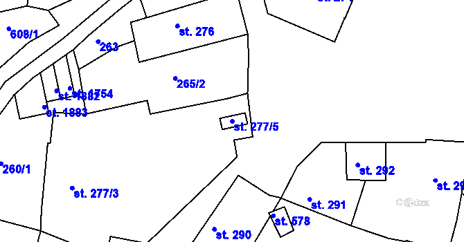 Parcela st. 277/5 v KÚ Březové Hory, Katastrální mapa