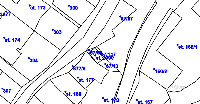 Parcela st. 67/147 v KÚ Březové Hory, Katastrální mapa