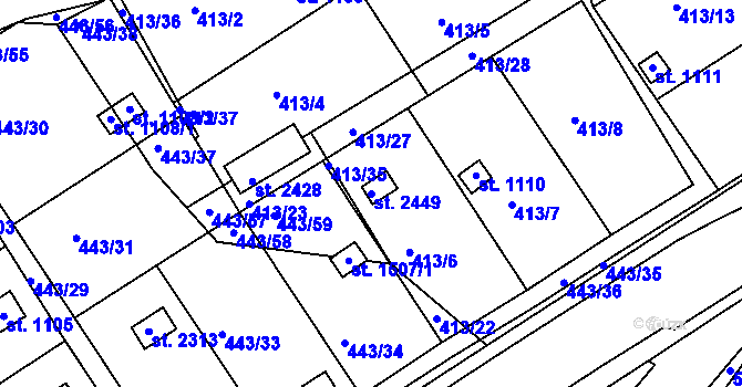 Parcela st. 2449 v KÚ Březové Hory, Katastrální mapa