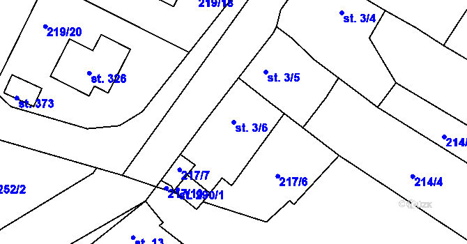 Parcela st. 3/6 v KÚ Zdaboř, Katastrální mapa