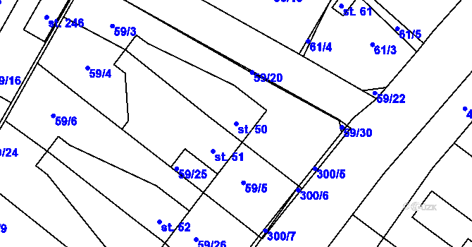 Parcela st. 50 v KÚ Zdaboř, Katastrální mapa