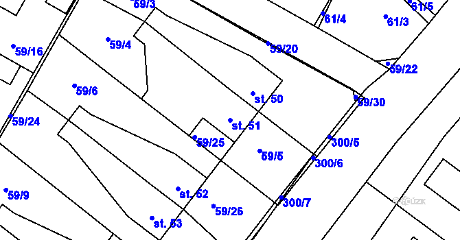 Parcela st. 51 v KÚ Zdaboř, Katastrální mapa