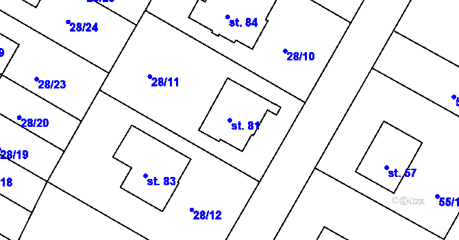 Parcela st. 81 v KÚ Zdaboř, Katastrální mapa