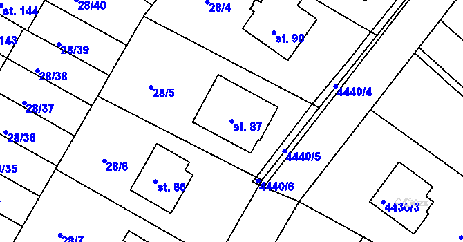 Parcela st. 87 v KÚ Zdaboř, Katastrální mapa