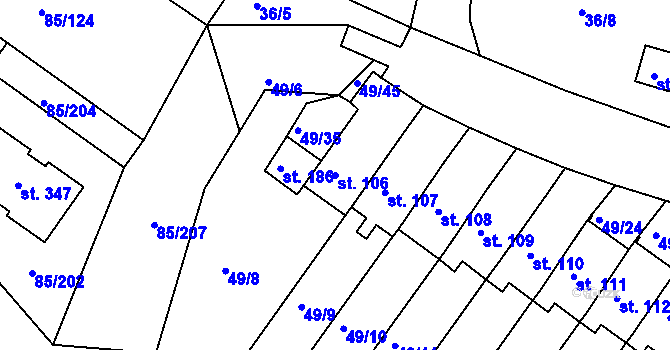 Parcela st. 106 v KÚ Zdaboř, Katastrální mapa