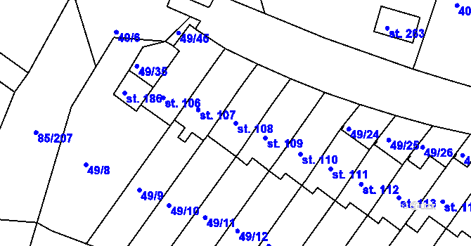 Parcela st. 108 v KÚ Zdaboř, Katastrální mapa