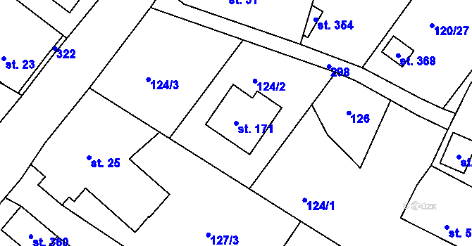 Parcela st. 171 v KÚ Zdaboř, Katastrální mapa