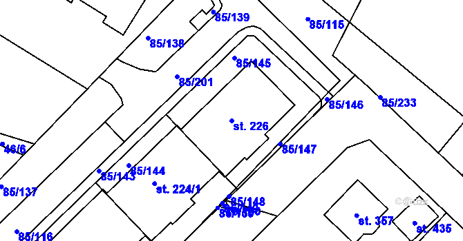 Parcela st. 226 v KÚ Zdaboř, Katastrální mapa