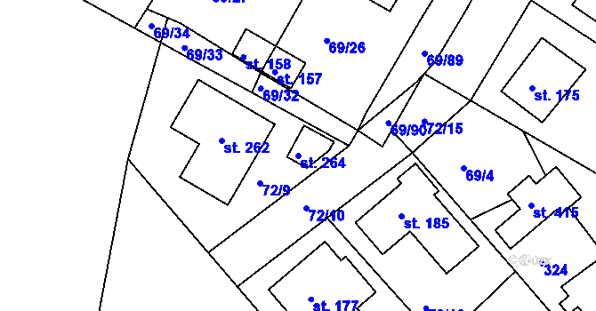 Parcela st. 264 v KÚ Zdaboř, Katastrální mapa