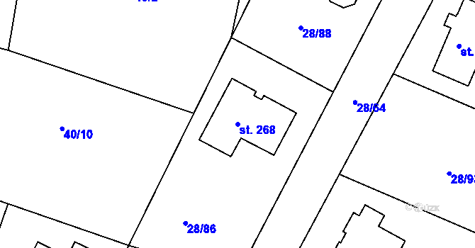 Parcela st. 268 v KÚ Zdaboř, Katastrální mapa