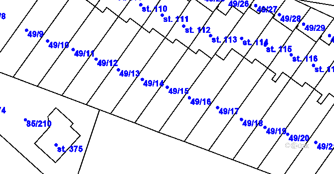Parcela st. 49/15 v KÚ Zdaboř, Katastrální mapa