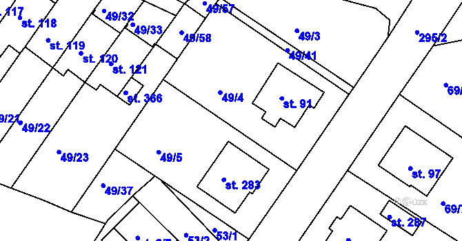 Parcela st. 49/42 v KÚ Zdaboř, Katastrální mapa