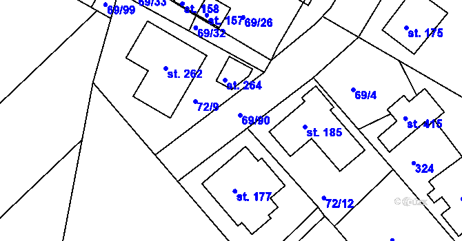 Parcela st. 72/10 v KÚ Zdaboř, Katastrální mapa