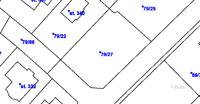 Parcela st. 79/27 v KÚ Zdaboř, Katastrální mapa
