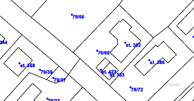 Parcela st. 79/68 v KÚ Zdaboř, Katastrální mapa