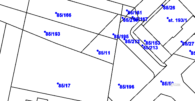Parcela st. 85/11 v KÚ Zdaboř, Katastrální mapa