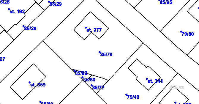 Parcela st. 85/78 v KÚ Zdaboř, Katastrální mapa