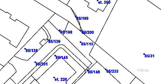 Parcela st. 85/115 v KÚ Zdaboř, Katastrální mapa