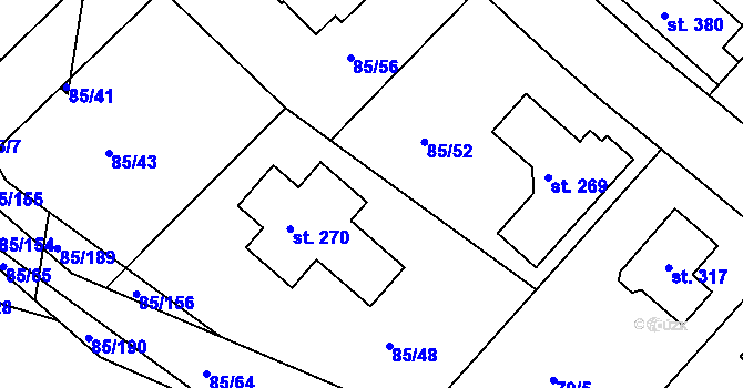 Parcela st. 85/127 v KÚ Zdaboř, Katastrální mapa