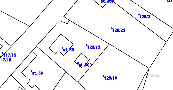 Parcela st. 129/12 v KÚ Zdaboř, Katastrální mapa