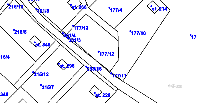 Parcela st. 177/12 v KÚ Zdaboř, Katastrální mapa