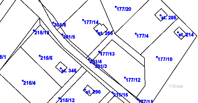 Parcela st. 177/13 v KÚ Zdaboř, Katastrální mapa