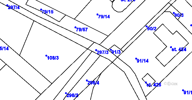Parcela st. 297/3 v KÚ Zdaboř, Katastrální mapa