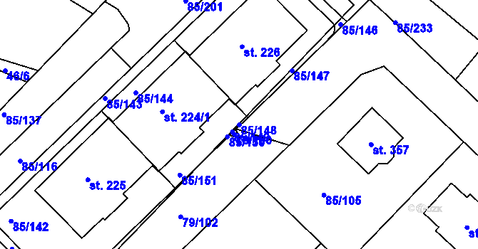 Parcela st. 85/148 v KÚ Zdaboř, Katastrální mapa