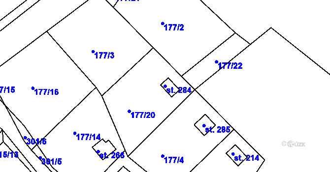 Parcela st. 284 v KÚ Zdaboř, Katastrální mapa