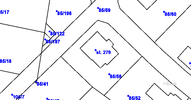 Parcela st. 279 v KÚ Zdaboř, Katastrální mapa