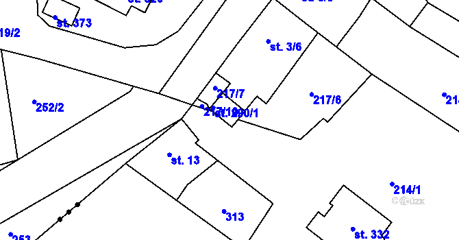 Parcela st. 290/2 v KÚ Zdaboř, Katastrální mapa