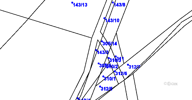 Parcela st. 143/3 v KÚ Zdaboř, Katastrální mapa