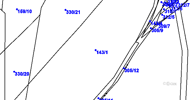 Parcela st. 143/1 v KÚ Zdaboř, Katastrální mapa
