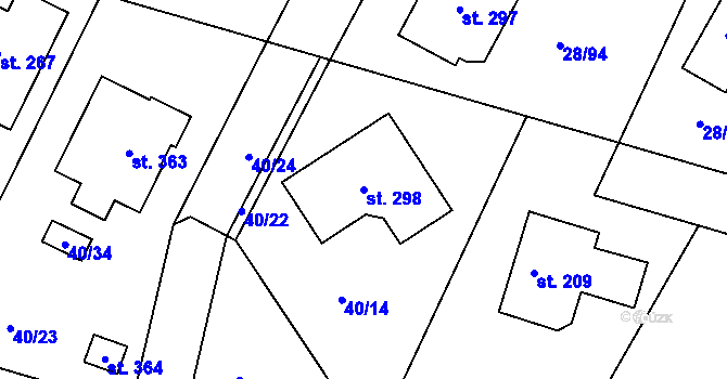 Parcela st. 298 v KÚ Zdaboř, Katastrální mapa