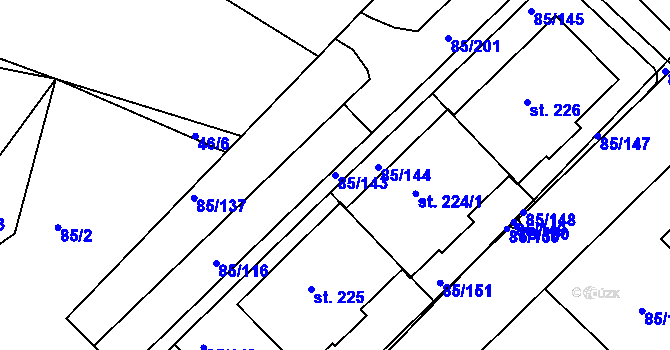 Parcela st. 85/143 v KÚ Zdaboř, Katastrální mapa