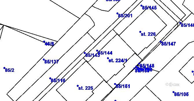 Parcela st. 85/144 v KÚ Zdaboř, Katastrální mapa