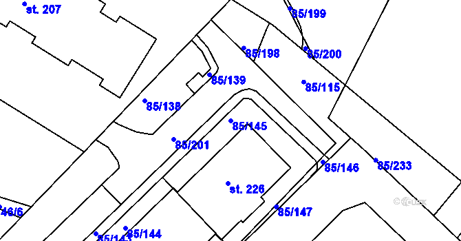Parcela st. 85/145 v KÚ Zdaboř, Katastrální mapa