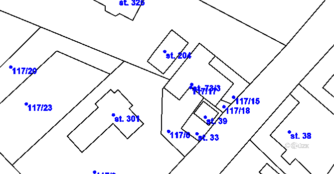 Parcela st. 73/1 v KÚ Zdaboř, Katastrální mapa