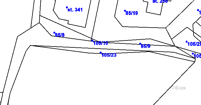 Parcela st. 105/23 v KÚ Zdaboř, Katastrální mapa
