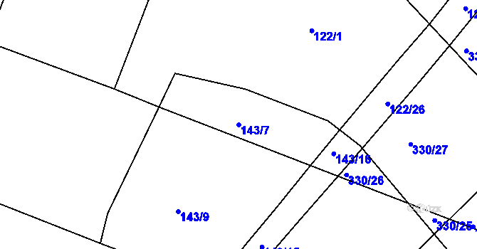 Parcela st. 143/7 v KÚ Zdaboř, Katastrální mapa