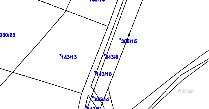 Parcela st. 143/8 v KÚ Zdaboř, Katastrální mapa