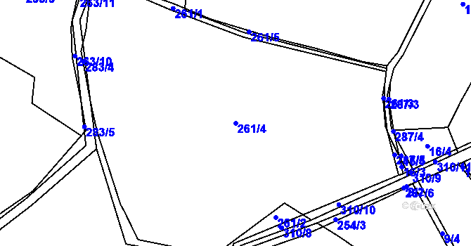 Parcela st. 261/4 v KÚ Zdaboř, Katastrální mapa